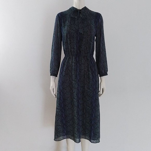 HUSH Snakeskin Neck-Tie Midi Maxi-Dress Size UK 12 EU 40 - Picture 3 of 10